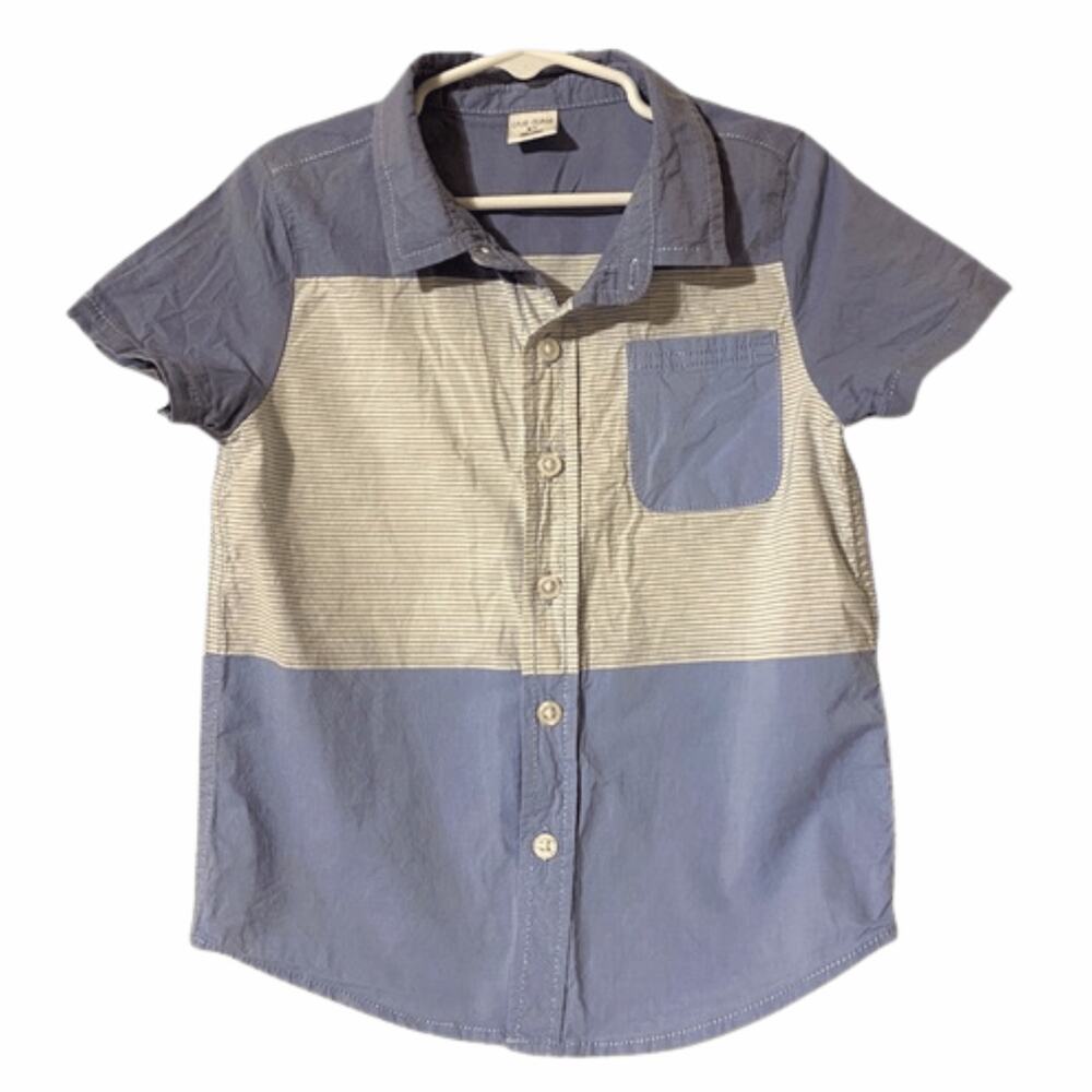 Boys Sz 5T ShirtOkie Dokie  Short Sleeves Button Down Blue stripes Cotton